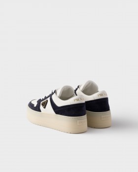 Prada Downtown Bold Nappa Leather And Suede Sneakers White/Blue
