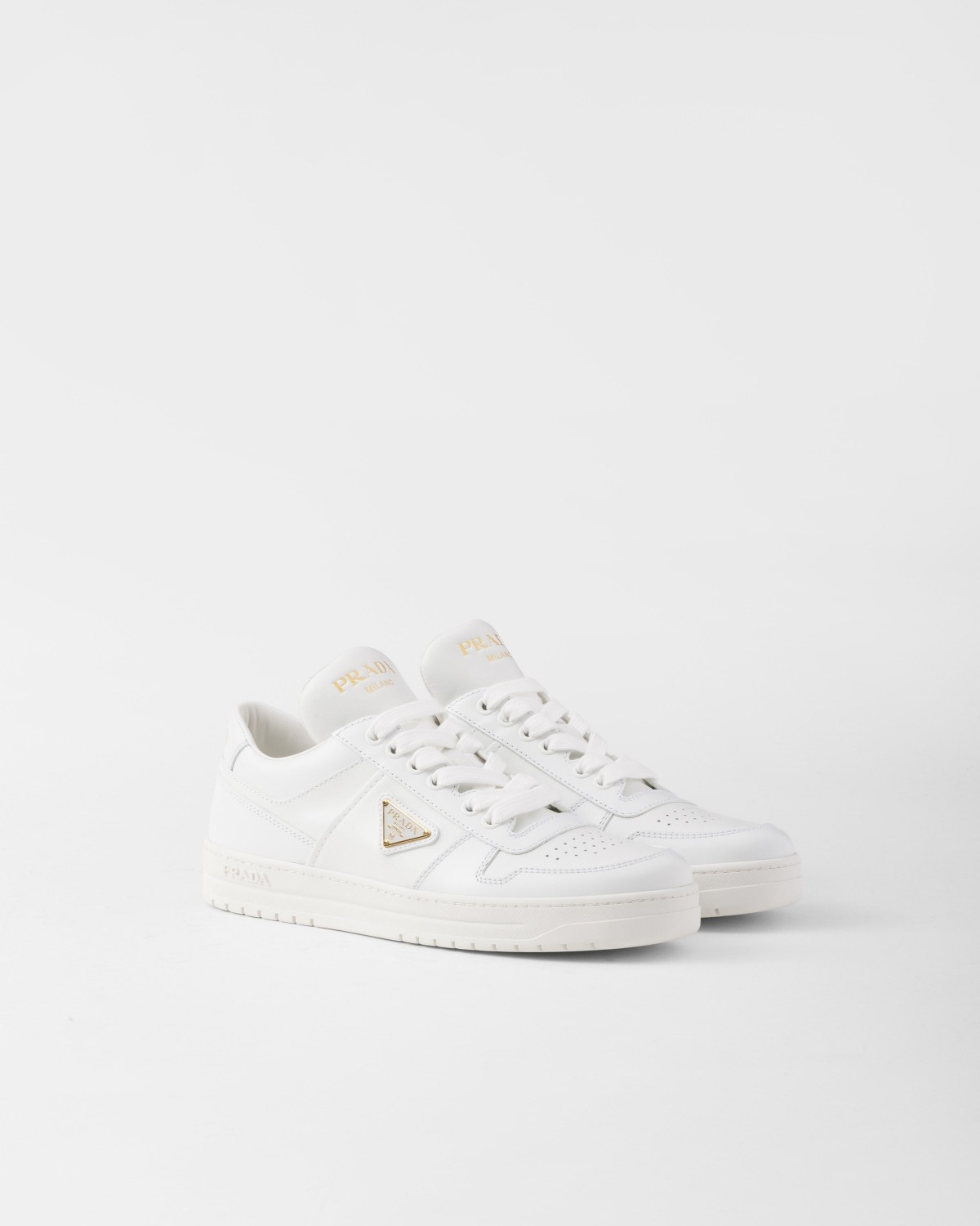 Prada Downtown Leather Sneakers White