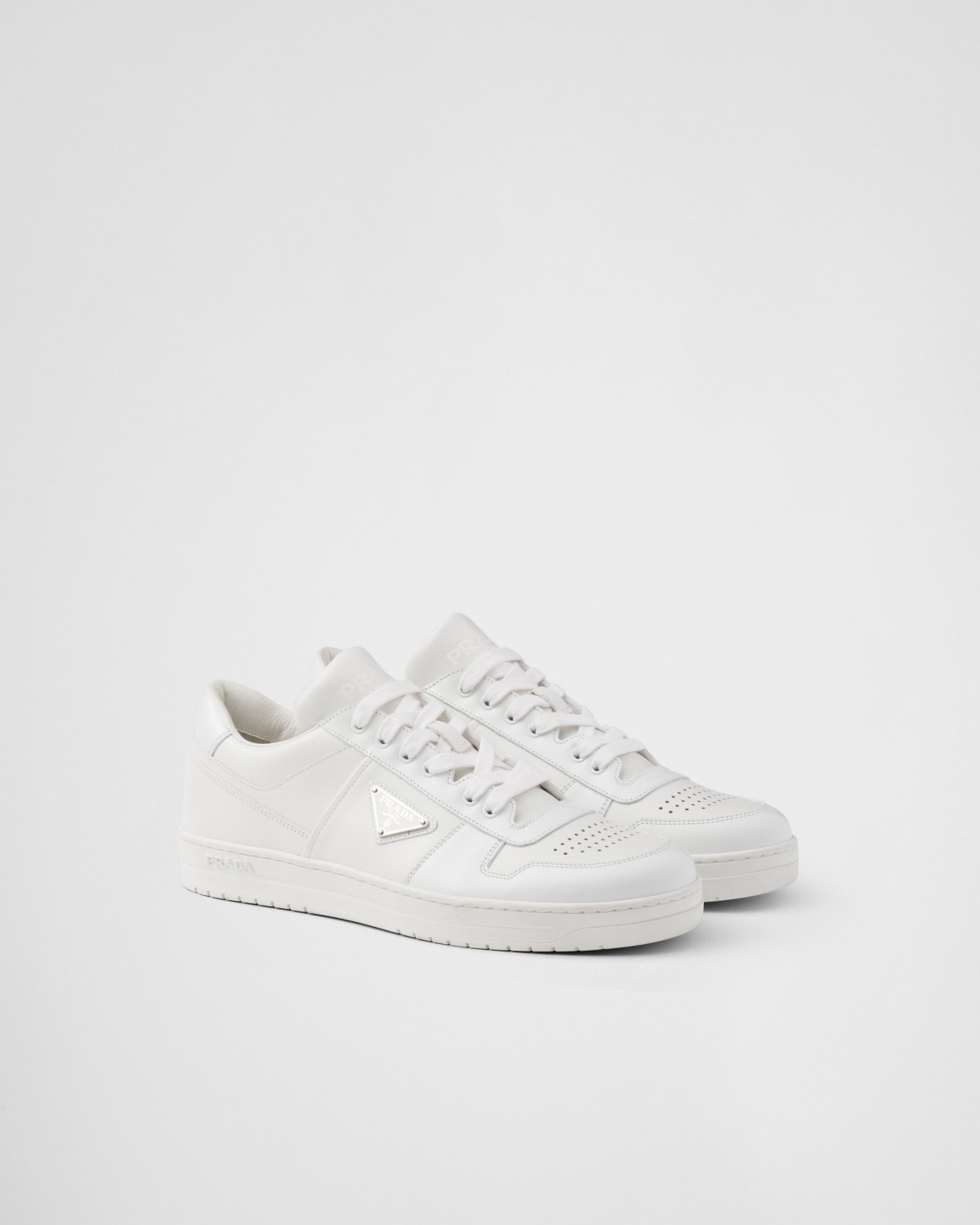 Prada Downtown Leather Sneakers White