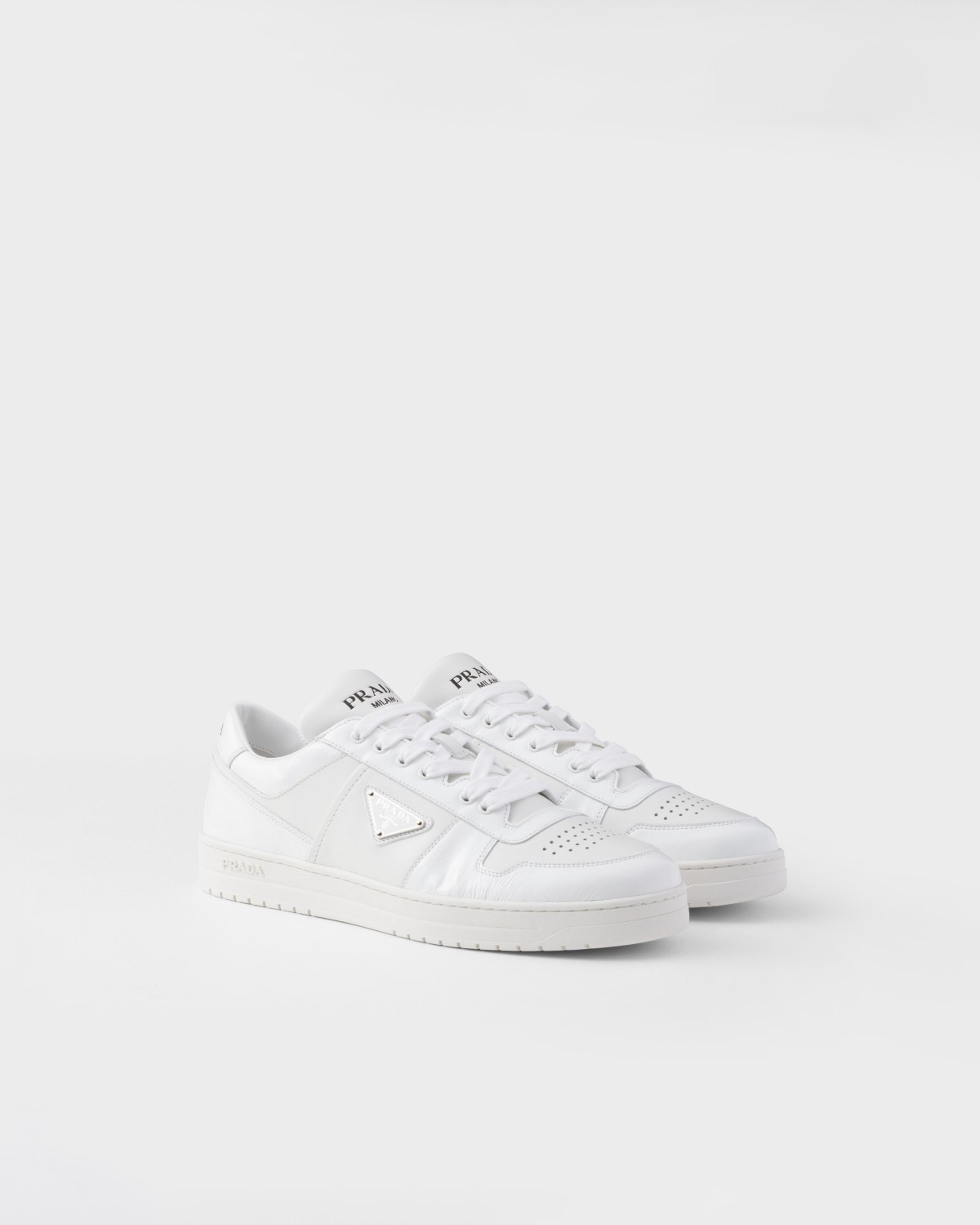 Prada Downtown Leather Sneakers White
