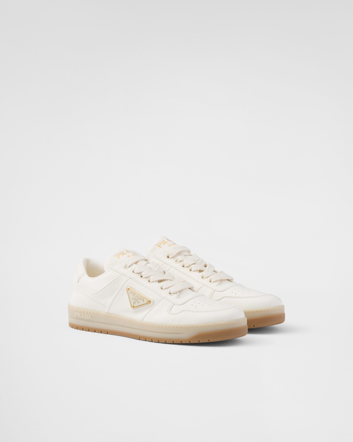 Prada Downtown Nappa Leather Sneakers Ivory