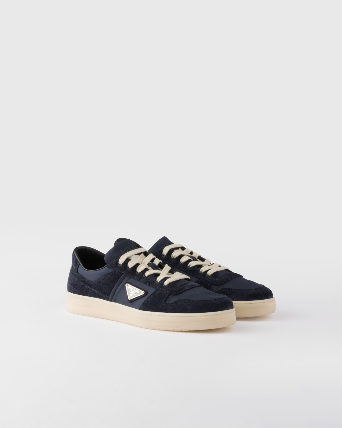 Prada Downtown Re-nylon And Suede Sneakers Navy
