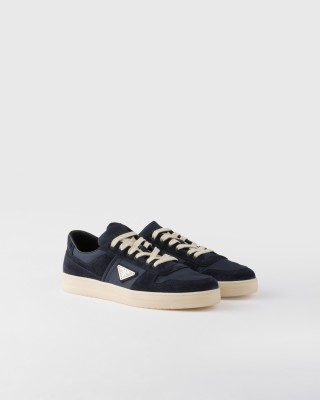 Prada Downtown Re-nylon And Suede Sneakers Navy