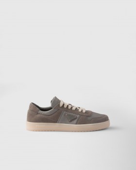 Prada Downtown Re-nylon And Suede Sneakers Steel Gray