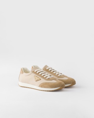 Prada Drill Fabric And Suede Sneakers Cord
