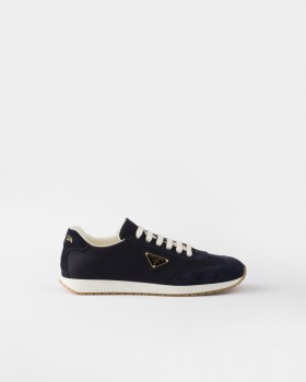 Prada Drill Fabric And Suede Sneakers Navy