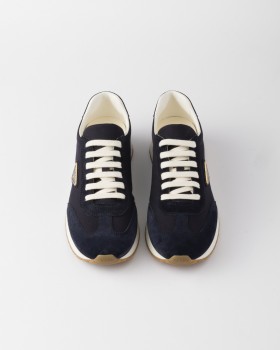 Prada Drill Fabric And Suede Sneakers Navy