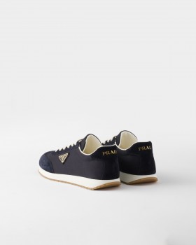 Prada Drill Fabric And Suede Sneakers Navy