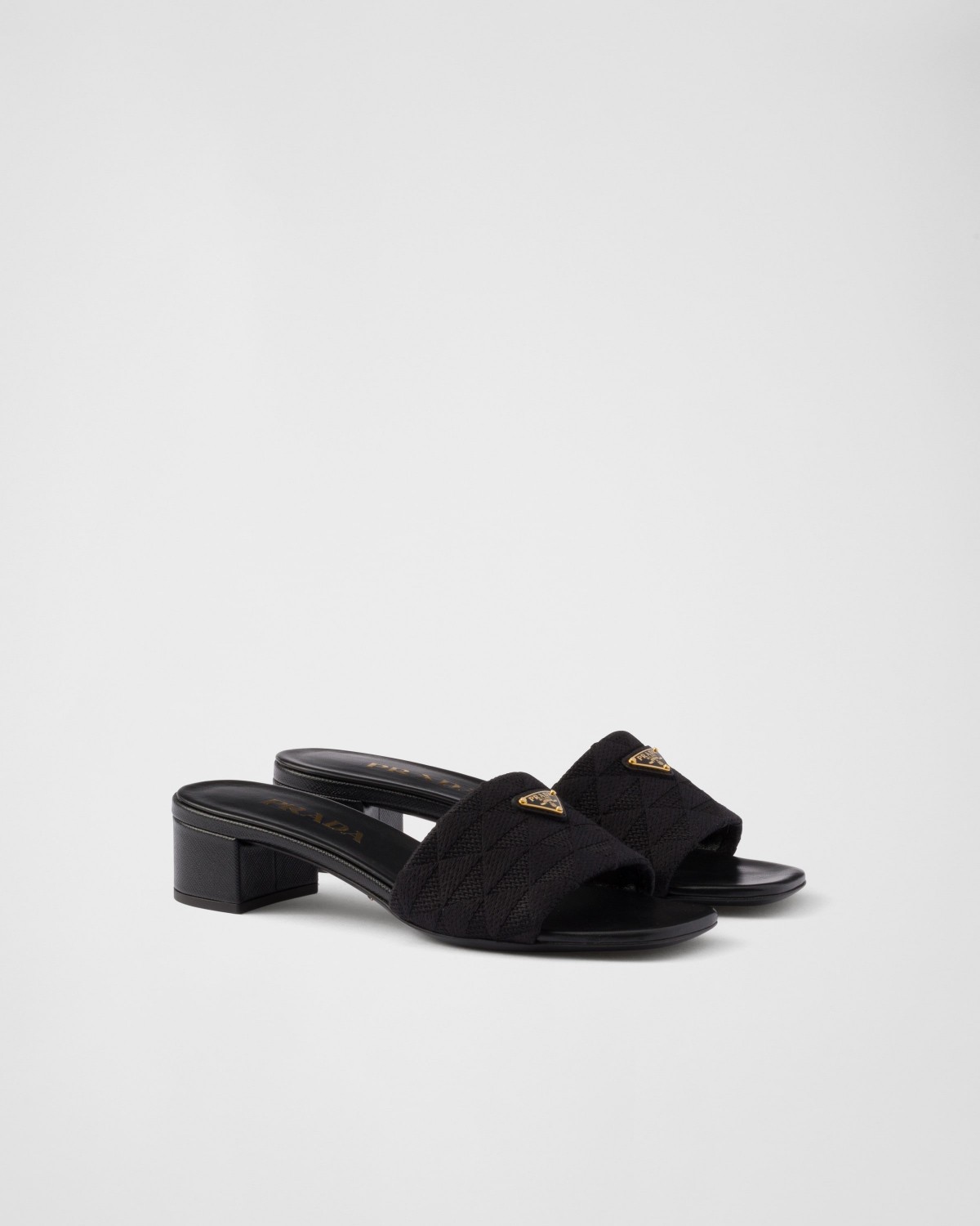 Prada Embroidered Fabric Sandals Black