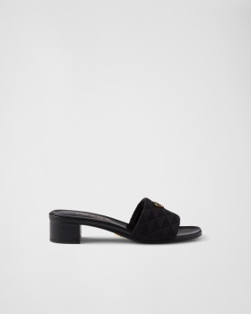 Prada Embroidered Fabric Sandals Black