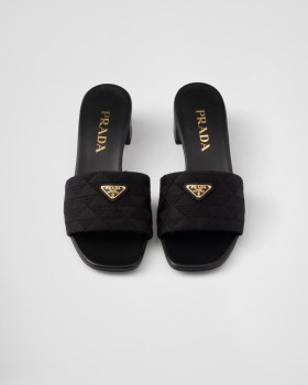 Prada Embroidered Fabric Sandals Black