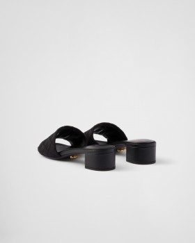 Prada Embroidered Fabric Sandals Black