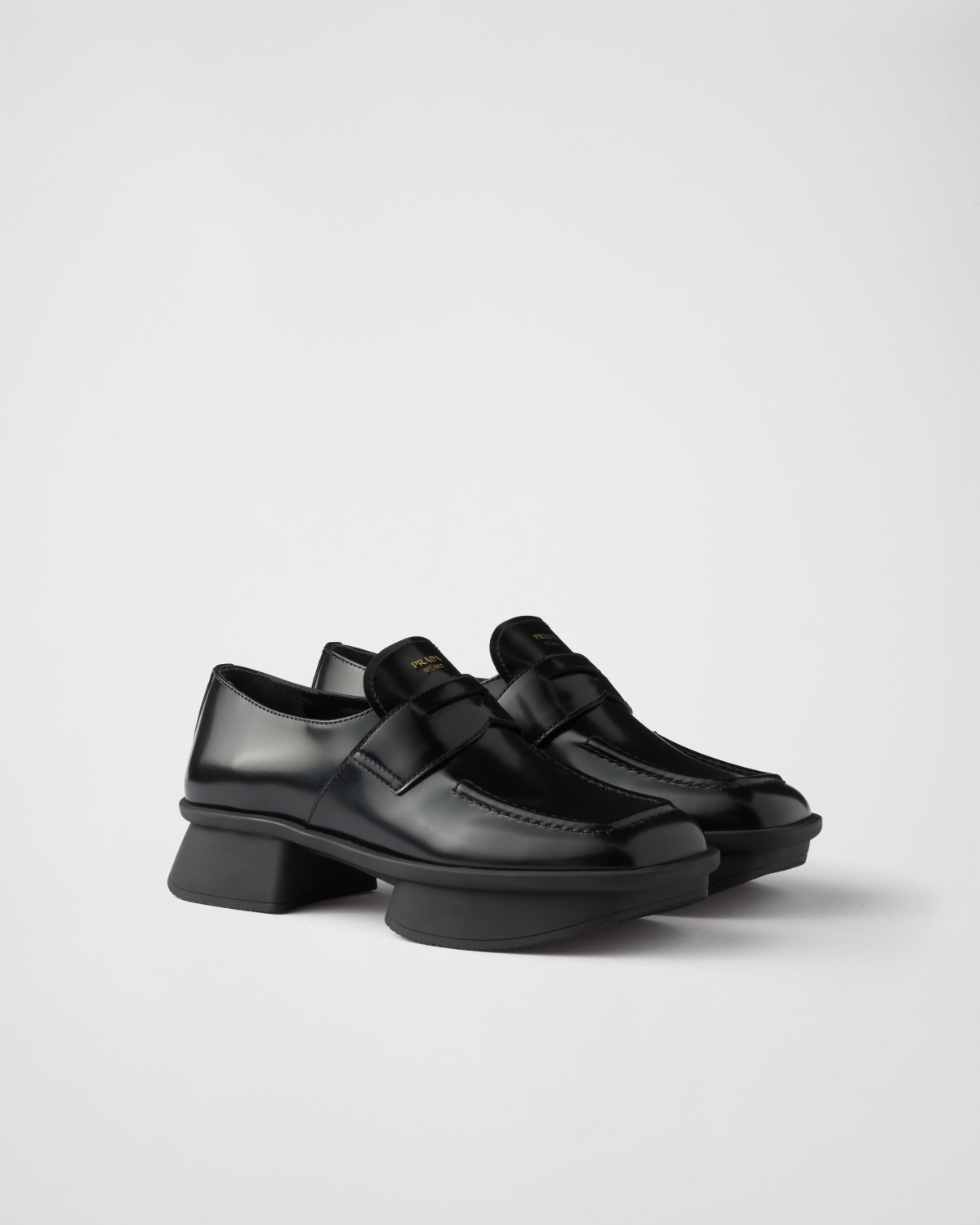 Prada Equal Brushed Leather Loafers Black