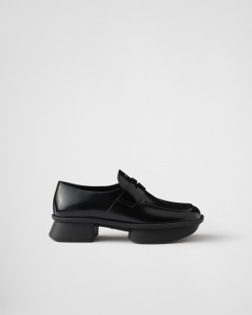 Prada Equal Brushed Leather Loafers Black