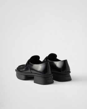 Prada Equal Brushed Leather Loafers Black