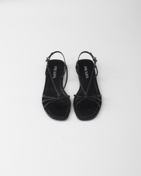 Prada Flat Leather Sandals Black