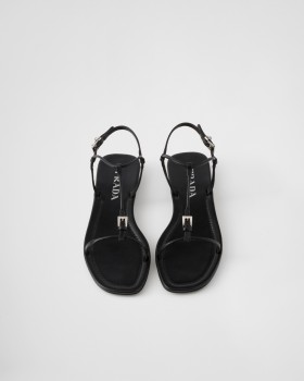 Prada Flat Leather Sandals Black