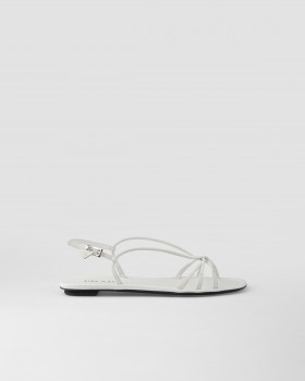 Prada Flat Leather Sandals White