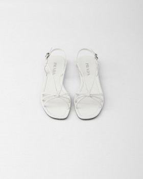 Prada Flat Leather Sandals White
