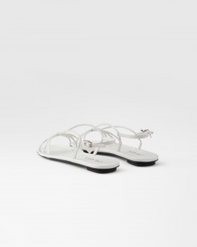Prada Flat Leather Sandals White