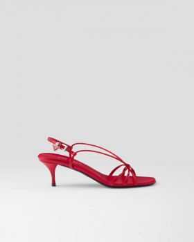Prada Heeled Leather Sandals Red