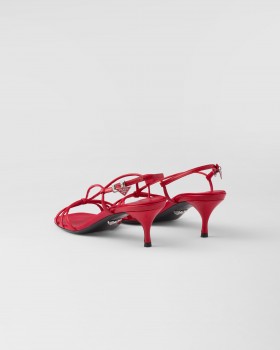 Prada Heeled Leather Sandals Red