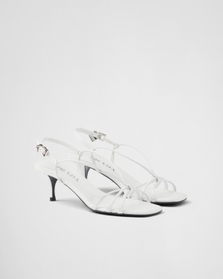 Prada Heeled Leather Sandals White