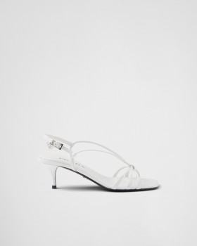 Prada Heeled Leather Sandals White