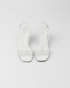 Prada Heeled Leather Sandals White