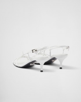 Prada Heeled Leather Sandals White