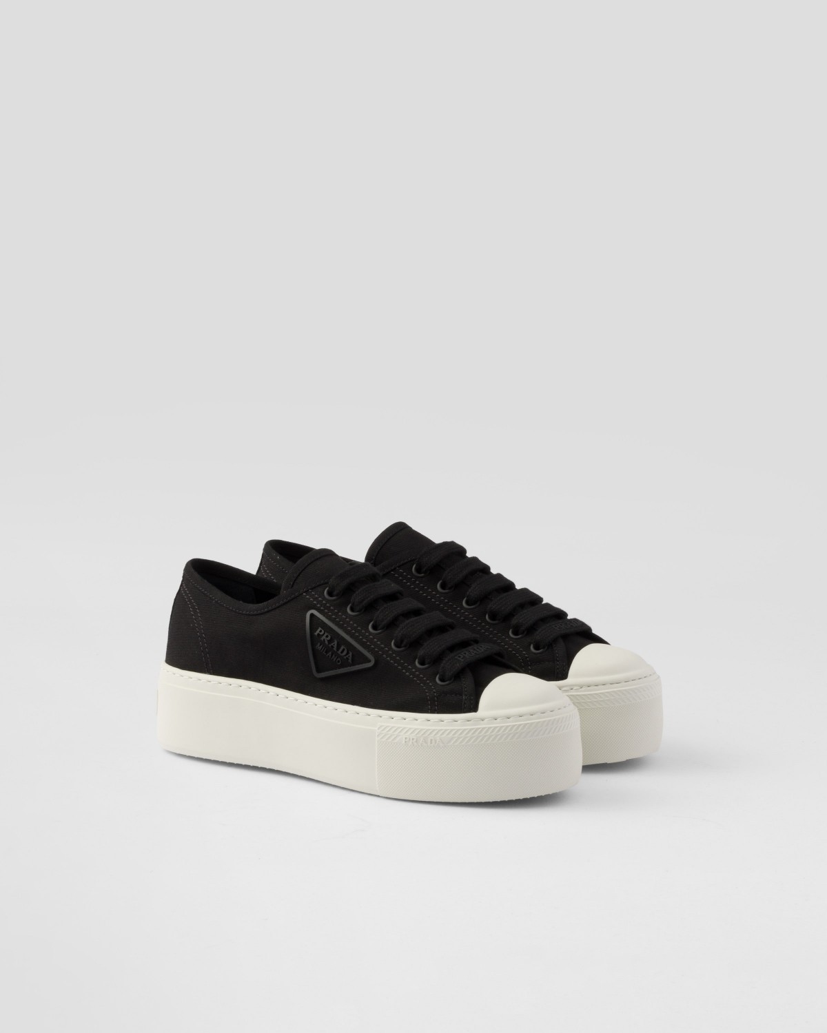 Prada Laced Fabric Sneakers Black