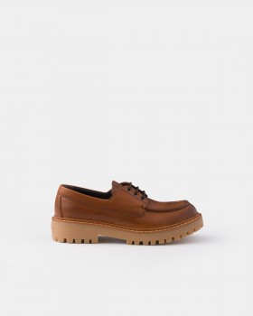 Prada Laced Leather Loafers Cognac