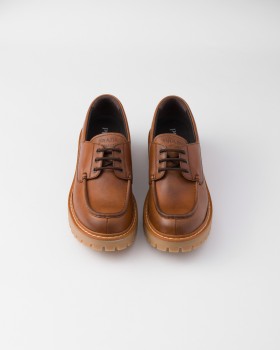 Prada Laced Leather Loafers Cognac
