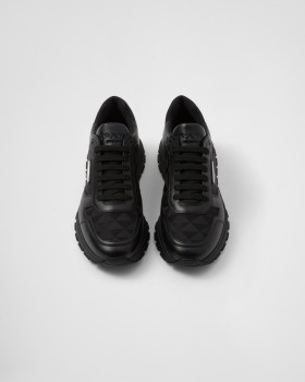 Prada Leather And Re-nylon High-top Sneakers Black