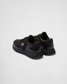 Prada Leather And Re-nylon High-top Sneakers Black