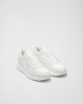 Prada Leather And Re-nylon High-top Sneakers White