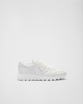 Prada Leather And Re-nylon High-top Sneakers White
