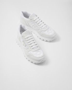 Prada Leather And Re-nylon High-top Sneakers White