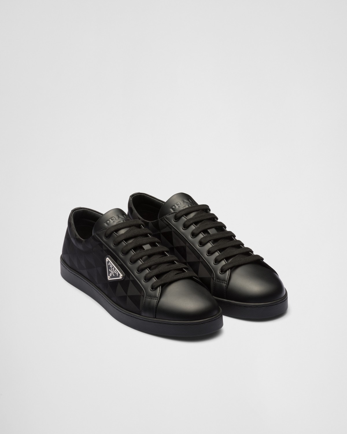 Prada Leather And Re-nylon Sneakers Black