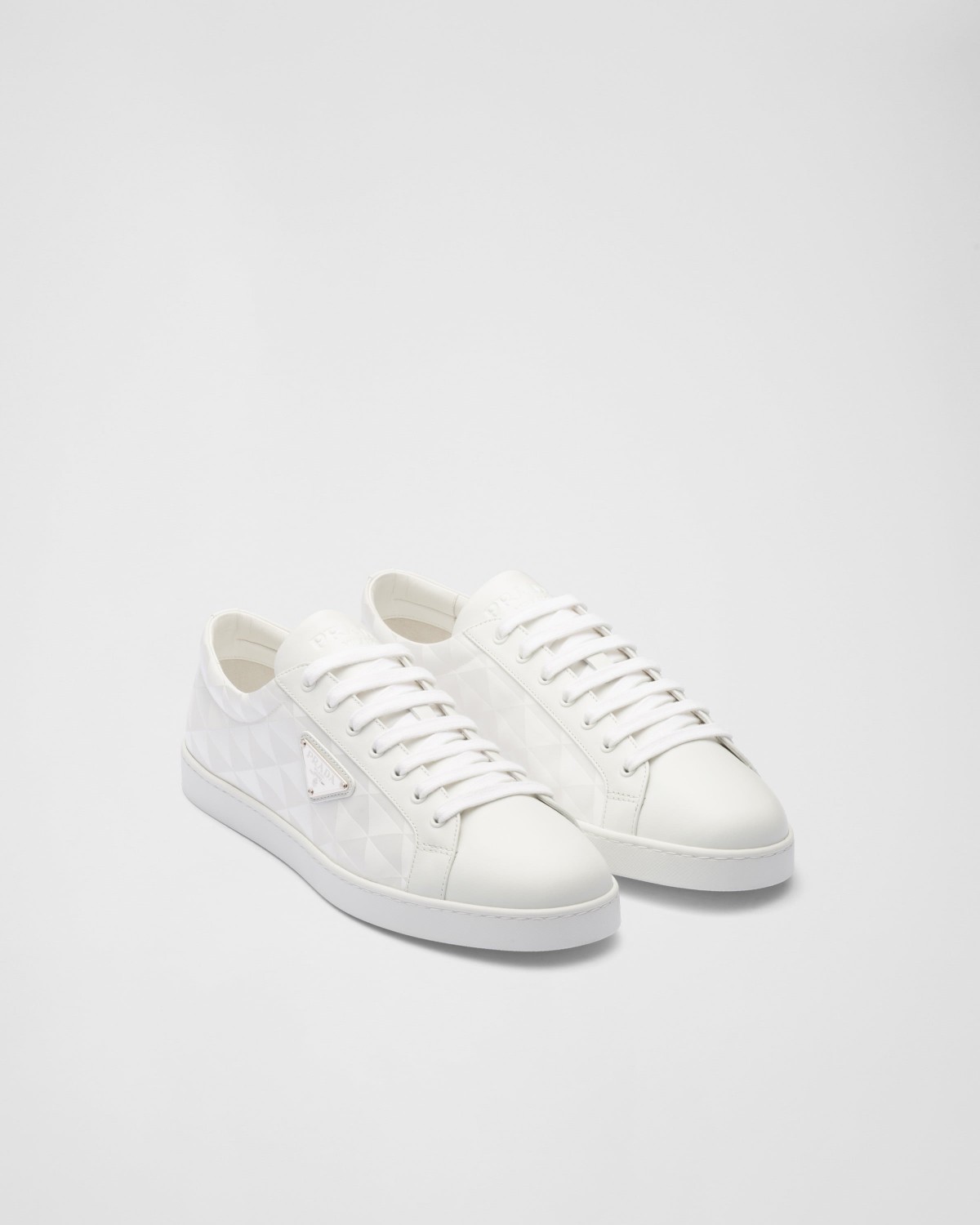 Prada Leather And Re-nylon Sneakers White
