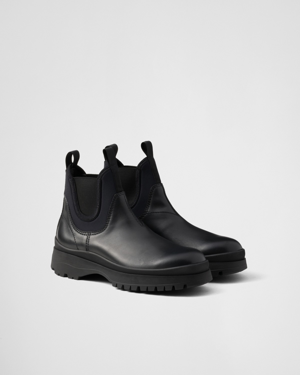 Prada Leather And Stretch Fabric Brixxen Boots Black