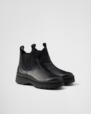 Prada Leather And Stretch Fabric Brixxen Boots Black