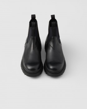 Prada Leather And Stretch Fabric Brixxen Boots Black