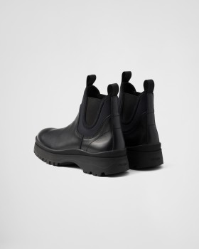 Prada Leather And Stretch Fabric Brixxen Boots Black