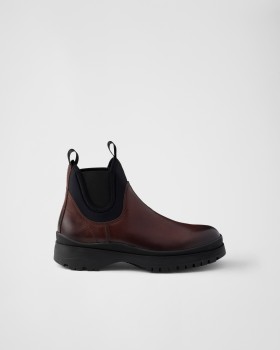 Prada Leather And Stretch Fabric Brixxen Boots Ebony