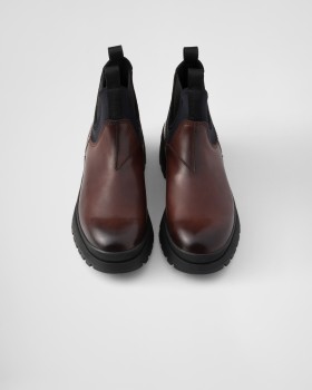 Prada Leather And Stretch Fabric Brixxen Boots Ebony