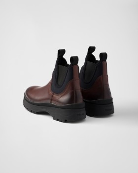 Prada Leather And Stretch Fabric Brixxen Boots Ebony