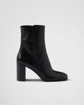 Prada Leather Booties Black