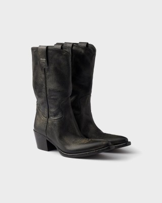 Prada Leather Boots Black