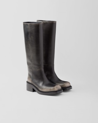 Prada Leather Boots Black